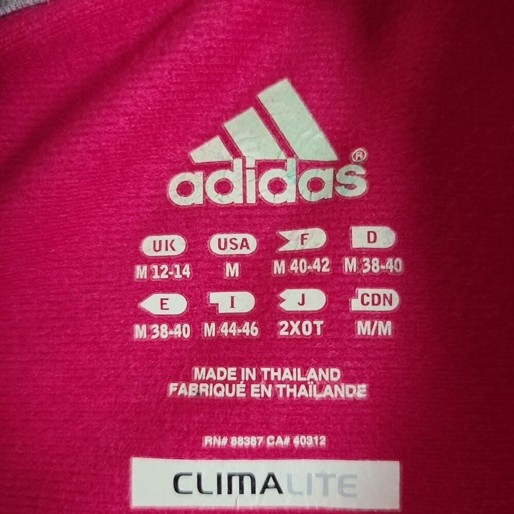 Adidas Jacket Women Medium Pink Climalite Windbreaker Full Zip Long Sleeves M - Picture 3 of 8